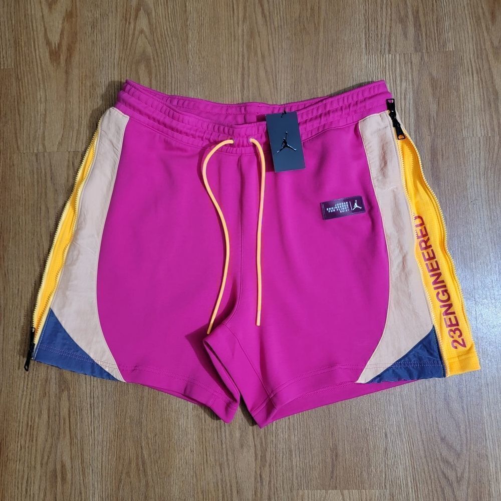 Air Jordan 1 3 4 11 13 23 Engineered Fleece Shorts Fireberry Citron Men's XL New